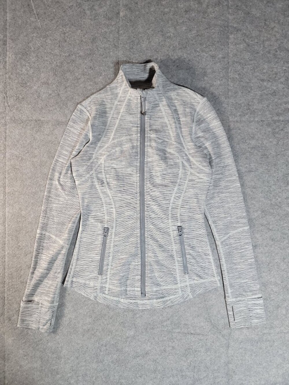 Lululemon Define Jacket Grey Space Dye Stretch Zip Up Thumbholes Size 6 / Small